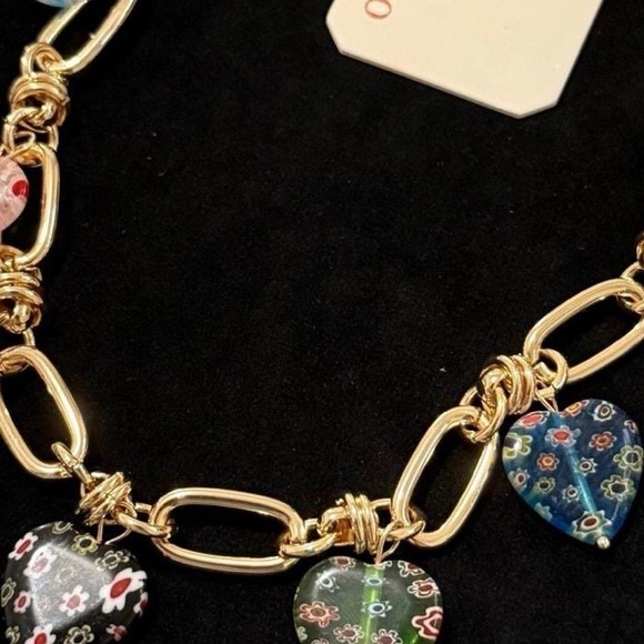 Camila Coehlo Gold Necklace with Multicolor Heart Charms - Picture 5 of 7